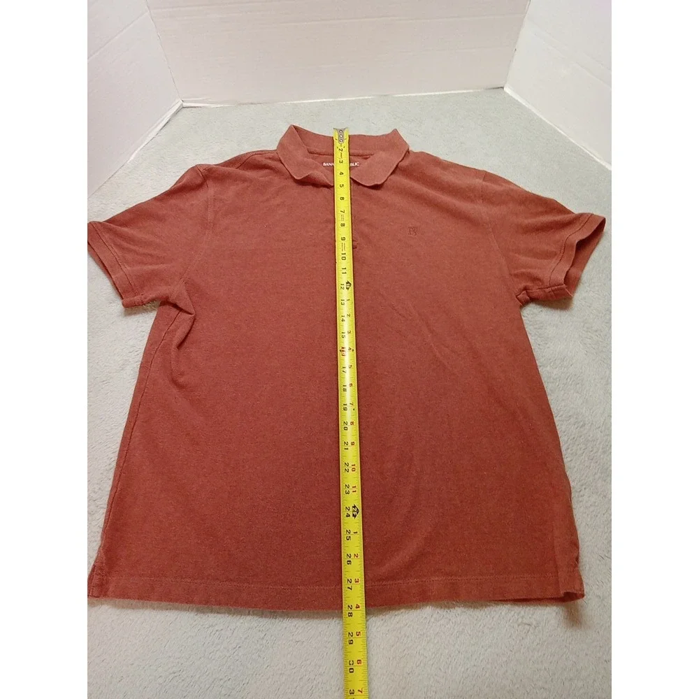 Banana Republic Men's Size Large Pique Short Sleeve Polo Shirt Color Rust